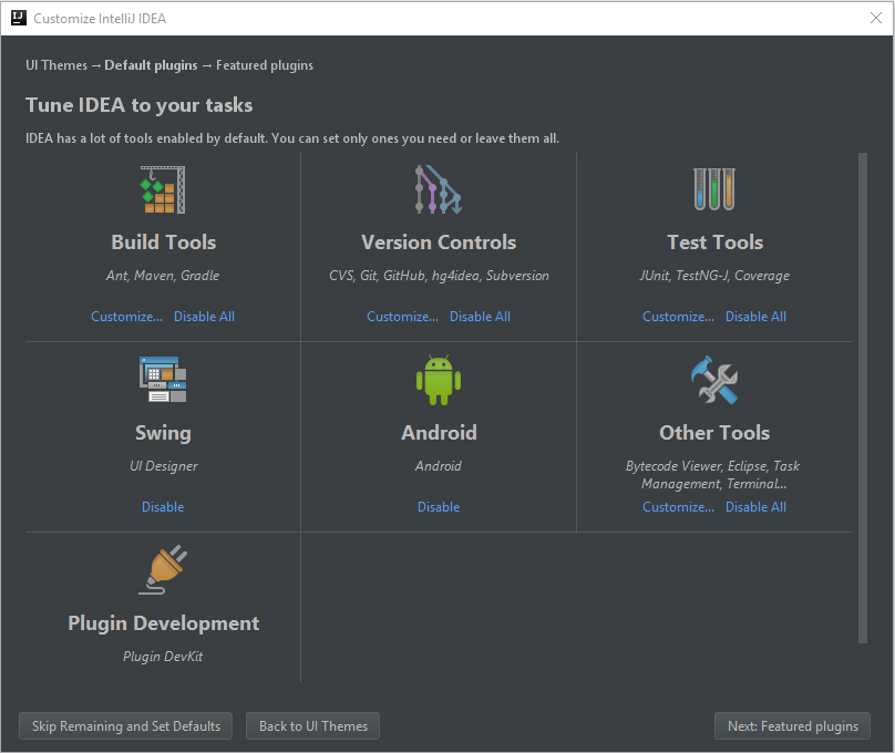 default plugins intellij