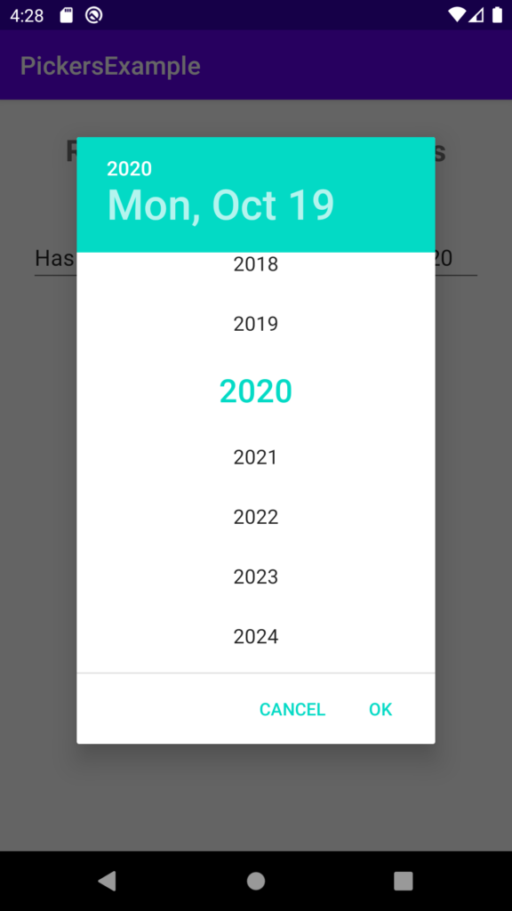 Seleccionador de años datepicker en kotlin